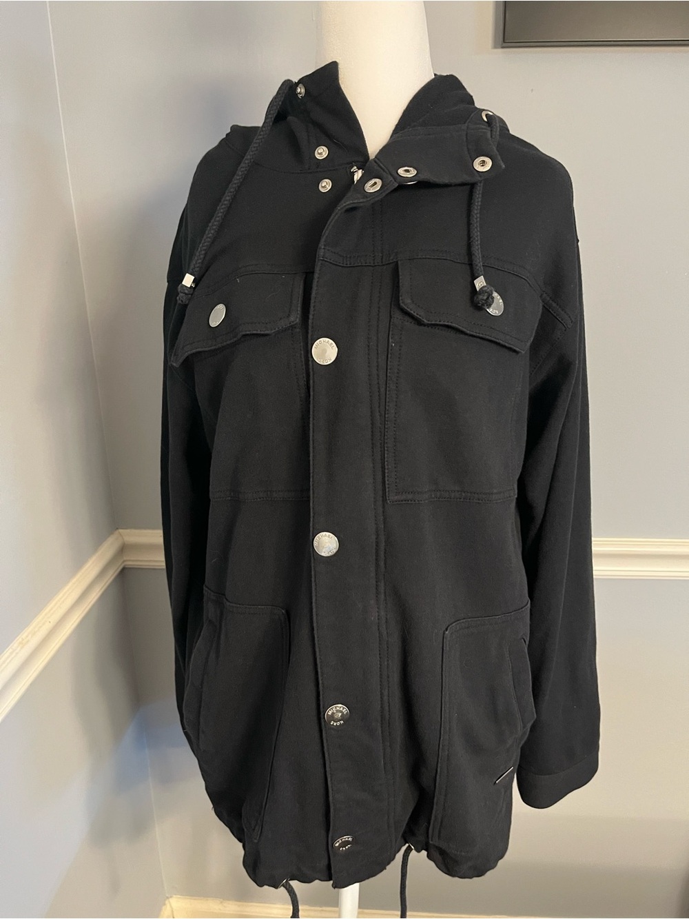 Michael Kors Black Hooded Utility Jacket